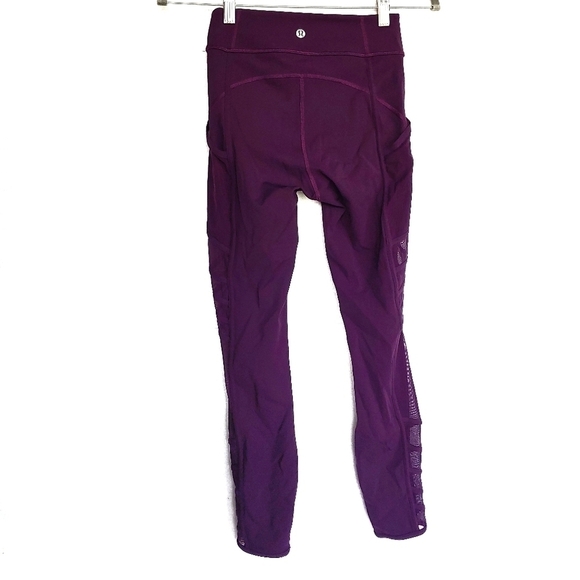 Lululemon maroon leggings strappy Sheer Sides - Picture 1 of 4